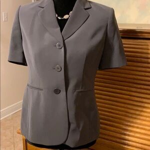 KASPER Graphite gray short sleeved top jacket blazer minimalist neutral classic